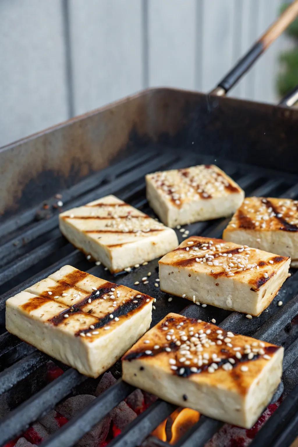 Flavorful cooked bean curd, ideal for any BBQ.