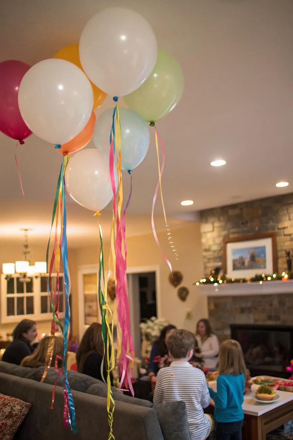 Whimsy up your balloons using crepe paper tails.