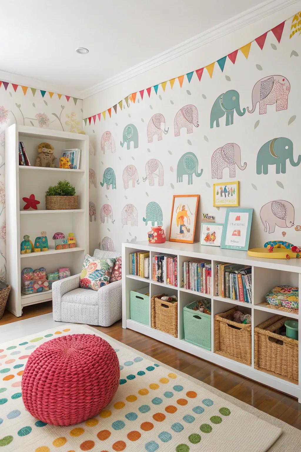 Playful pachyderm prints ignite imagination in any kid's space.