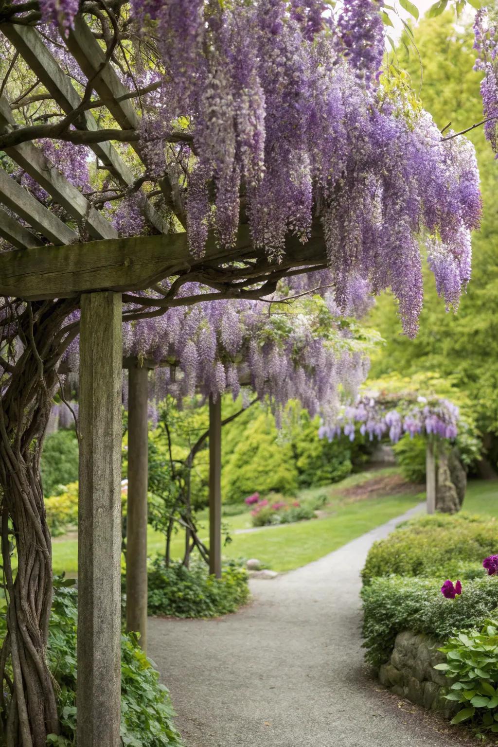 A natural covering offers a shady hideaway in the garden.