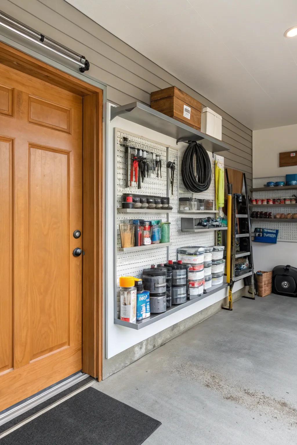 Shelves make great use of vertical space for storage.