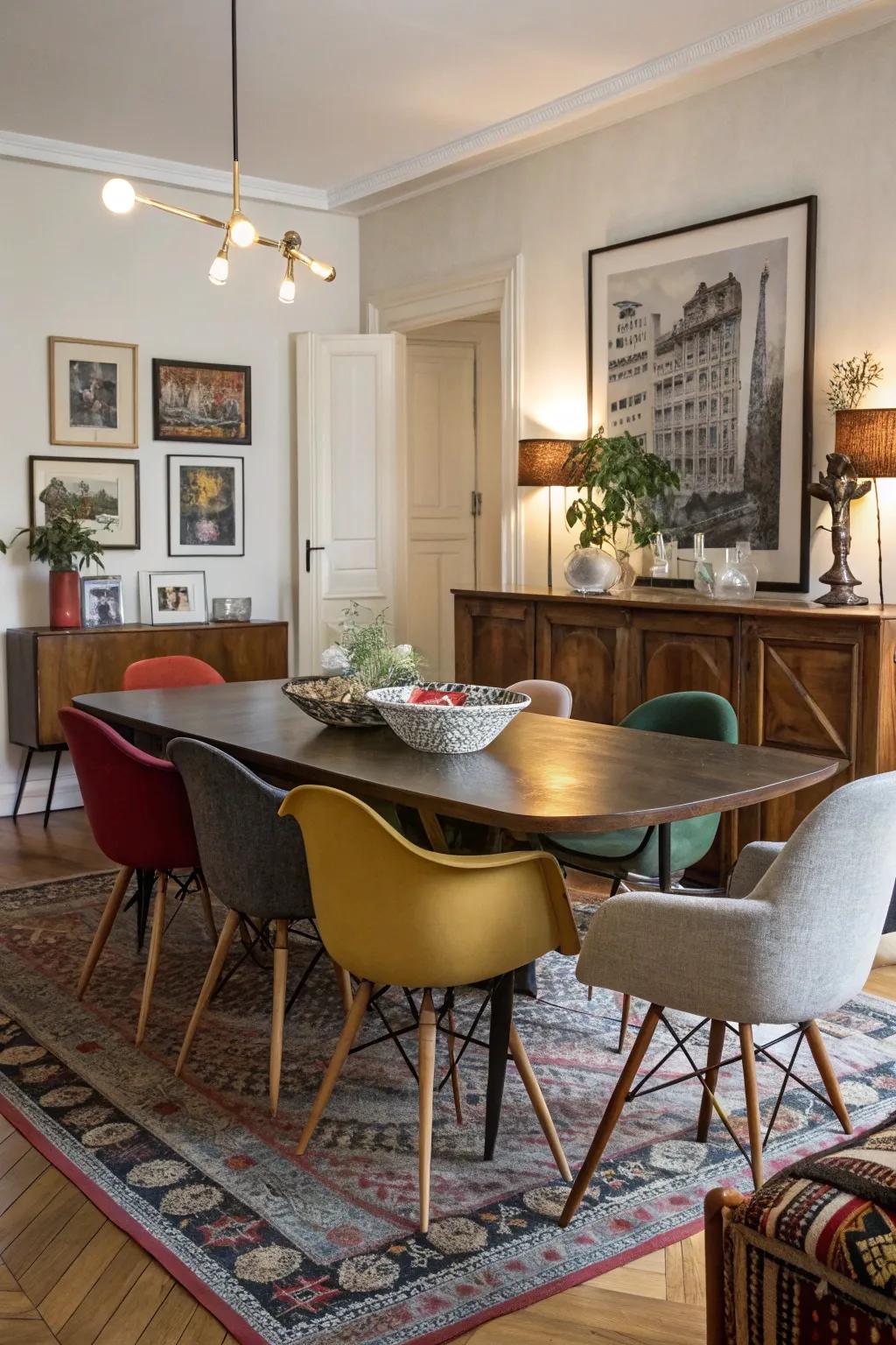 Mixed styles create a designed and unique space.