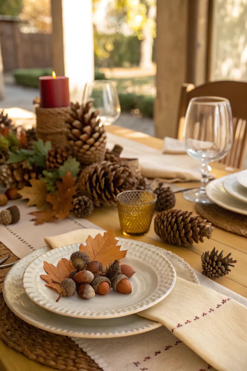 Establish the ambiance for autumn dinners with an autumn-inspired tablescape.