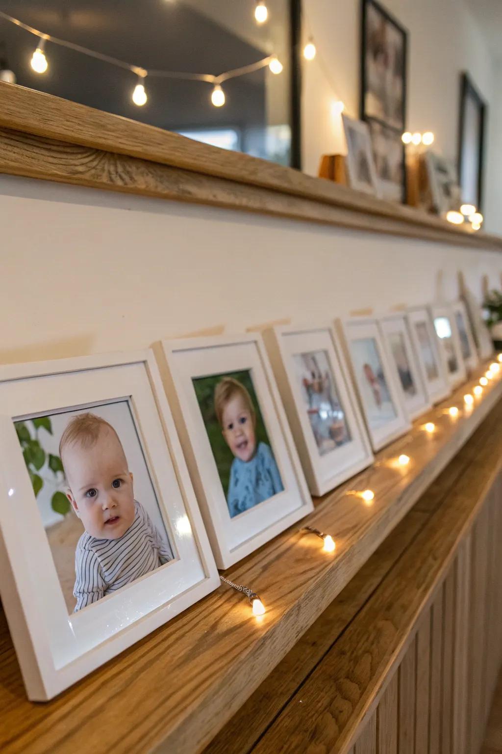 Baby's first year documented in monthly photo frames