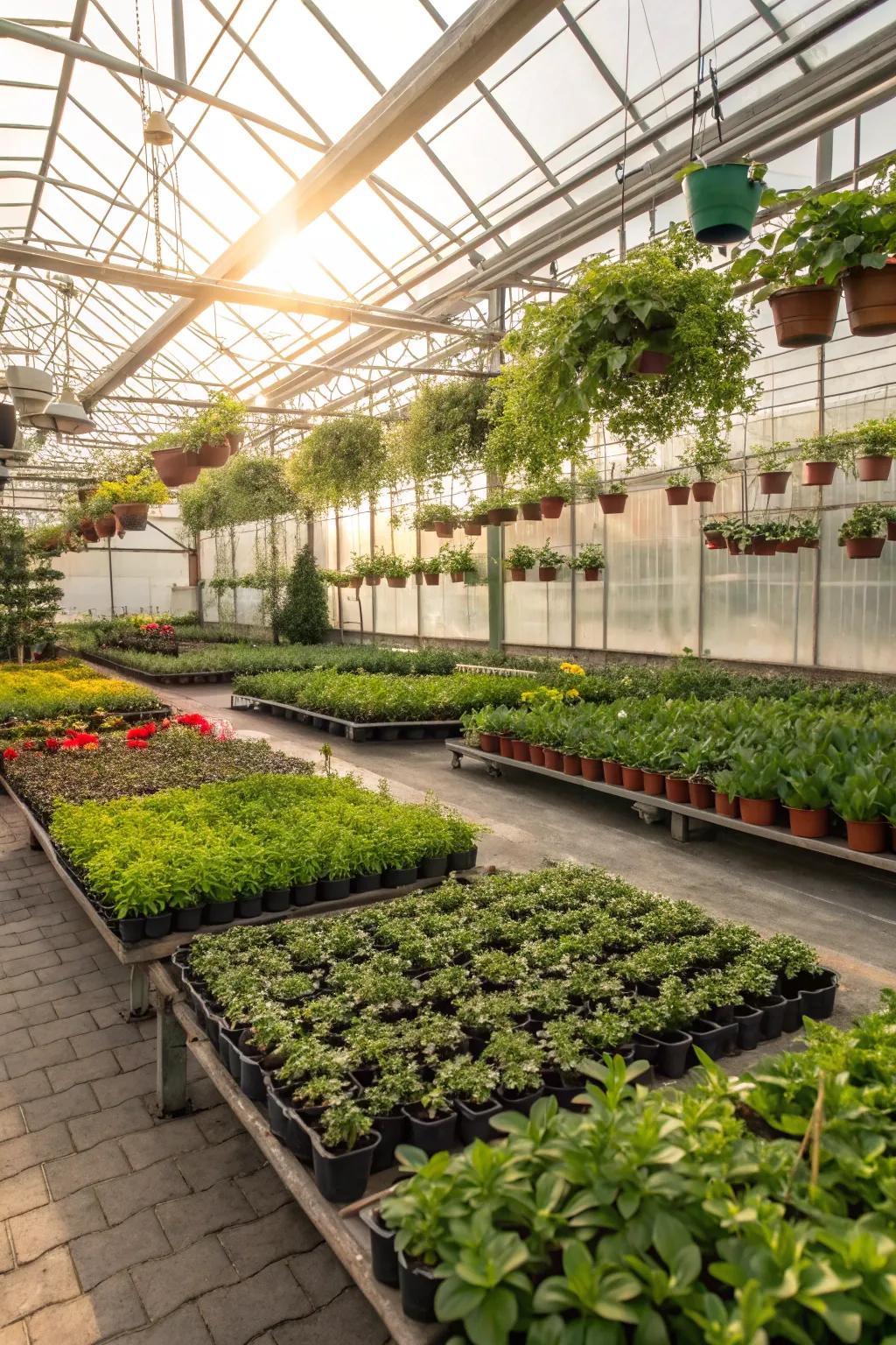 A lively glass house, ideal for tending plants throughout the year.