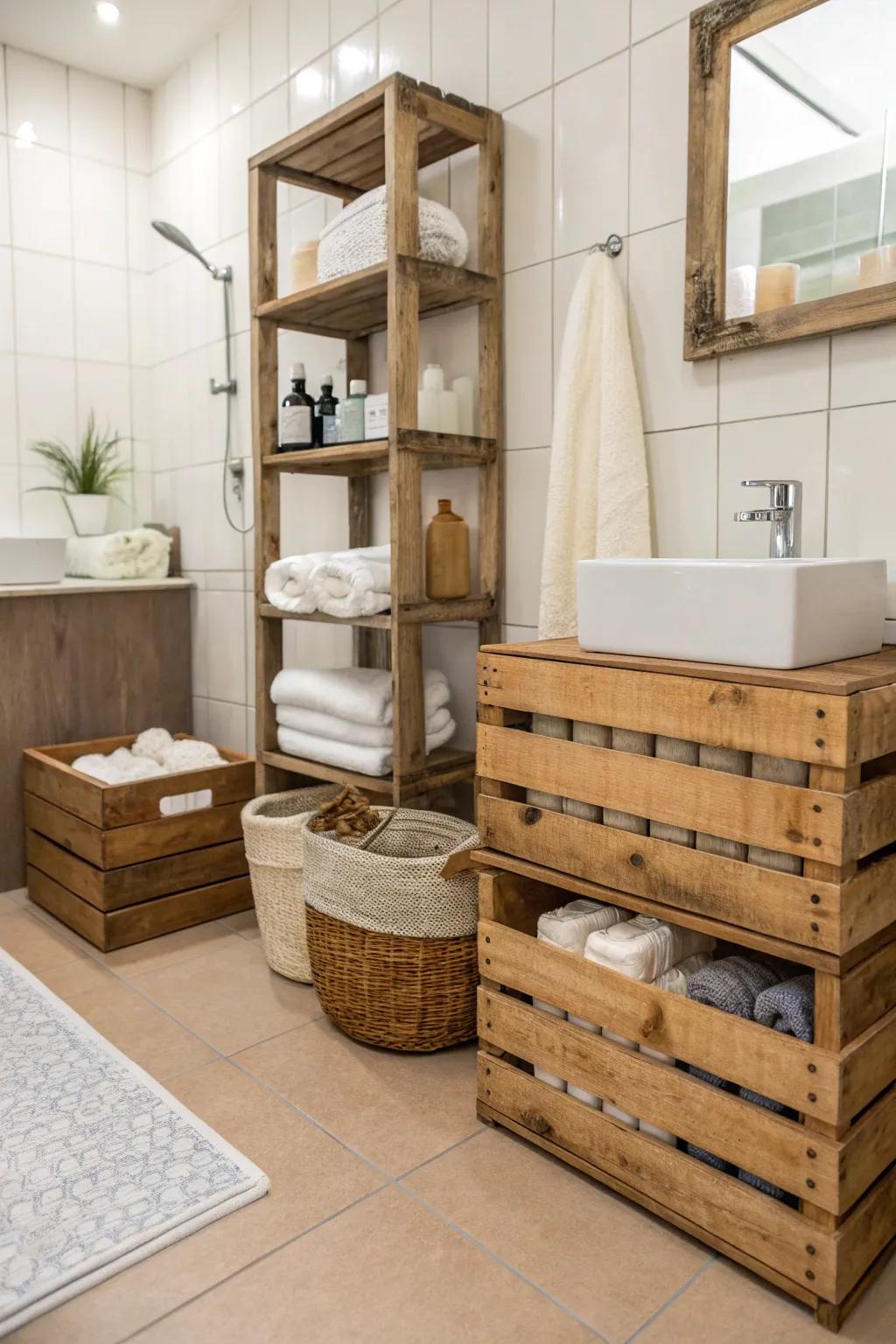 Keep your bathroom tidy with box storage solutions.