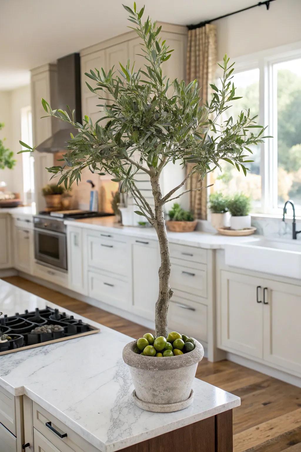 Enhance your kitchen's appeal with a synthetic Italian plant.