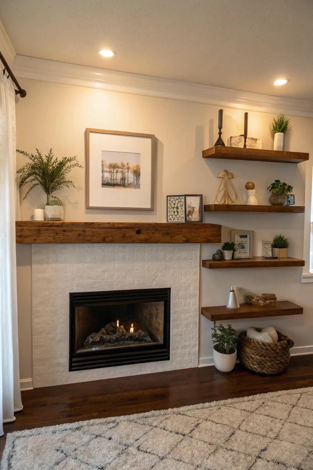 Elevated shelves establish a breezy and contemporary sensation.