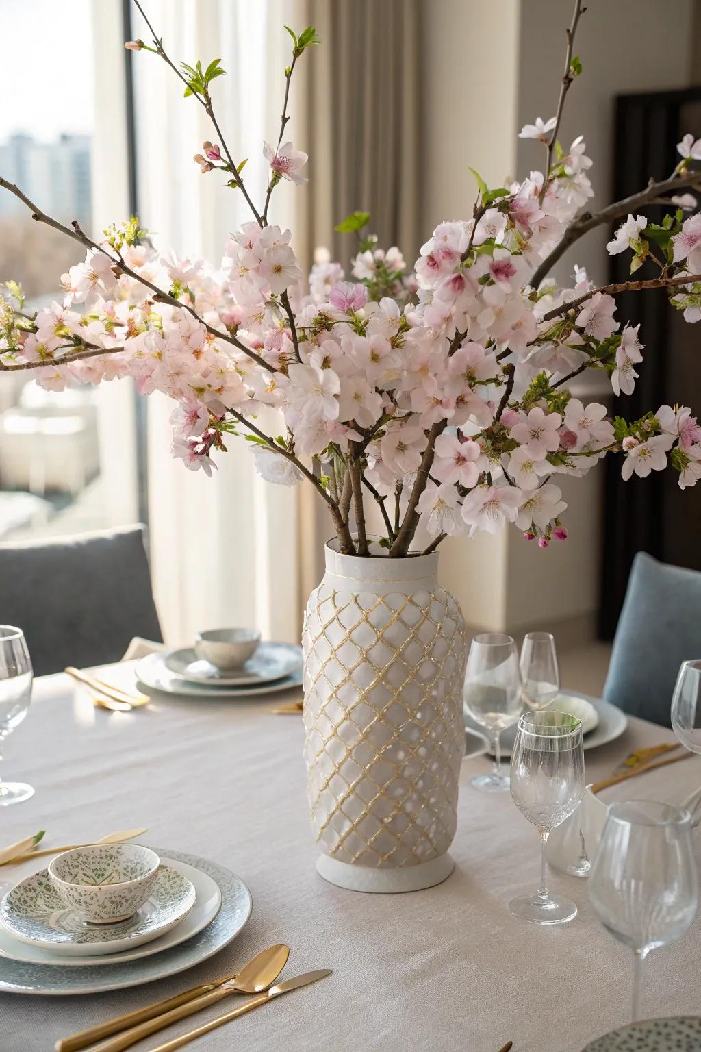 Cherry flower centerpiece, bringing a dash of spring elegance to your home.