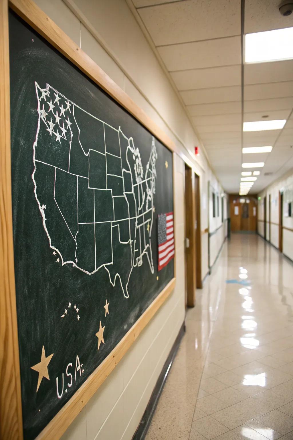 An inventive USA chart outline populated with stars.