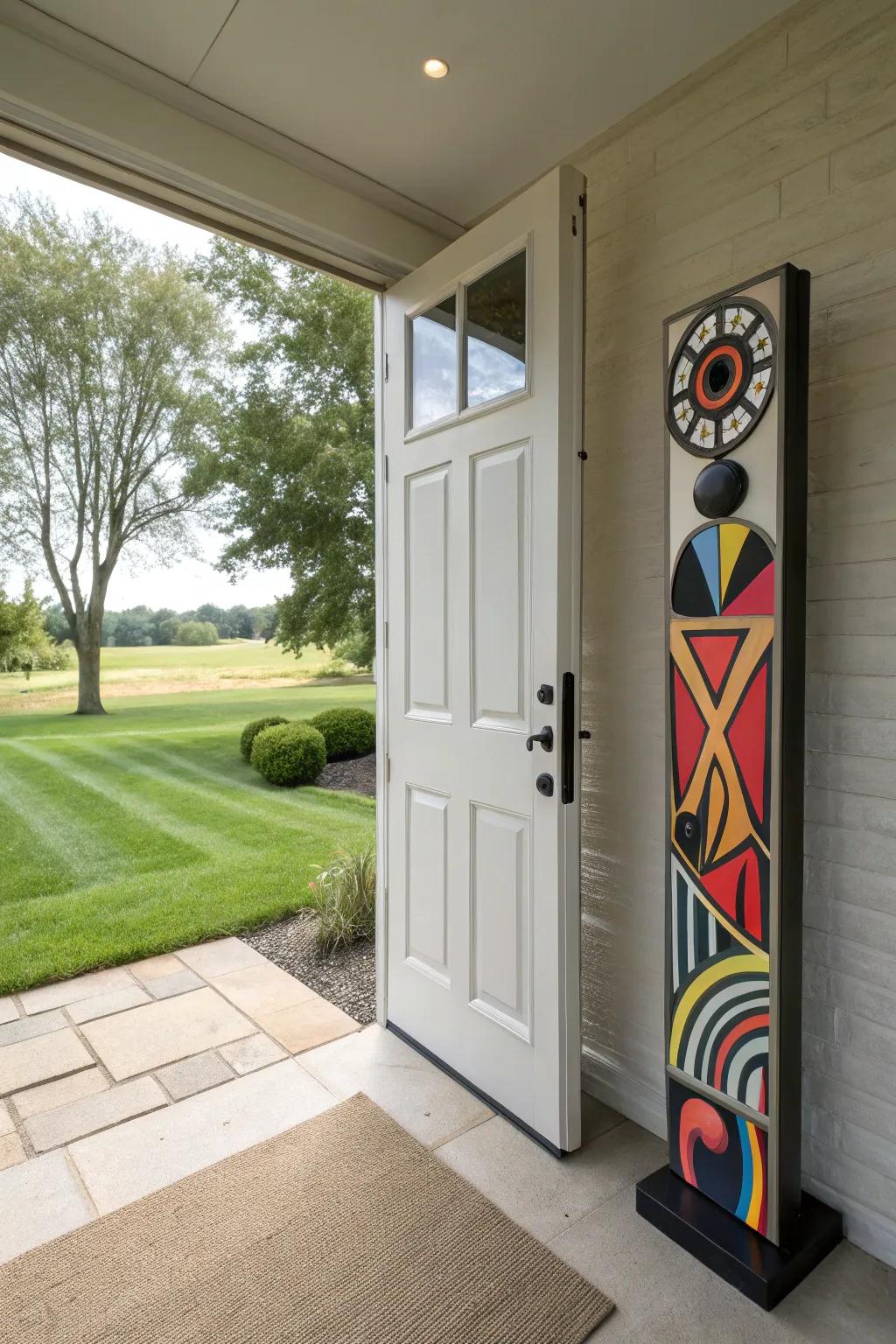 Outdoor creation elevates the look of the entry.