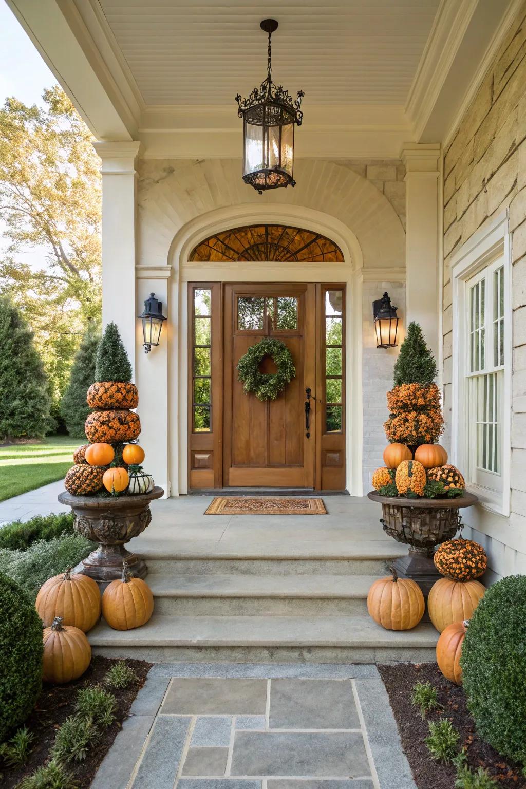 Squash pyramids extend a sophisticated permutation upon conventional décor.