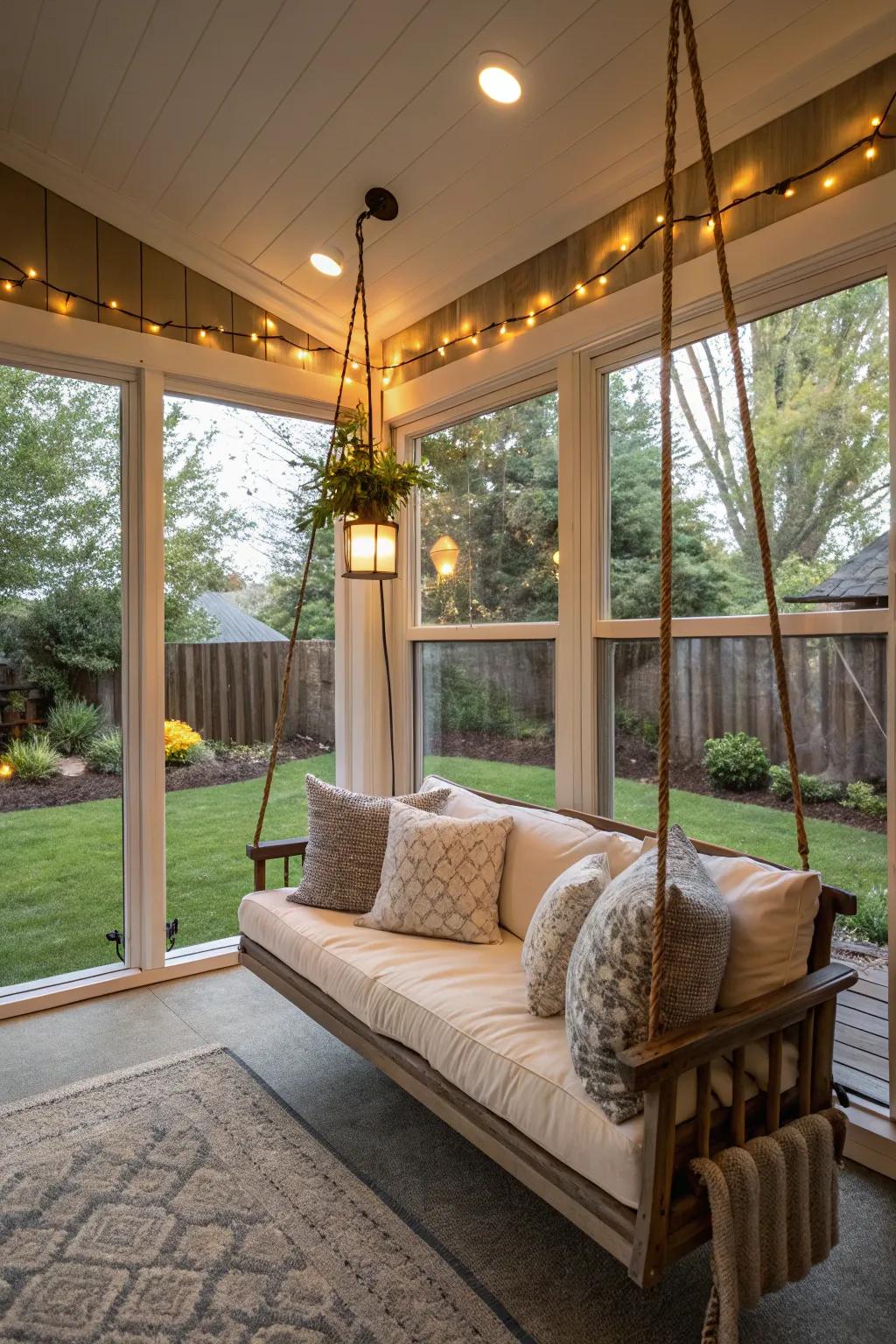 Indulge in your swing throughout the year within a sheltered porch.