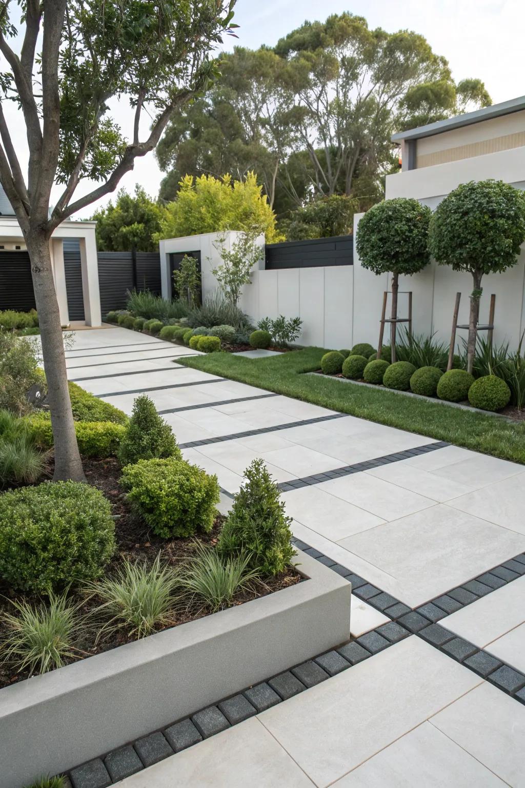 Hard tile pavers offer a smooth and modern aesthetic to your walkway.