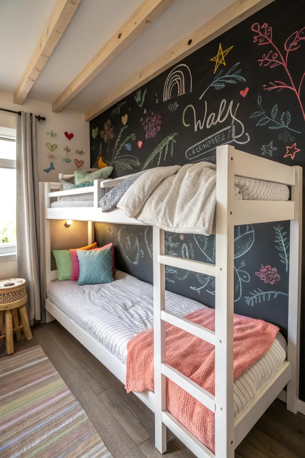 A drawing surface fosters creativity and fun.