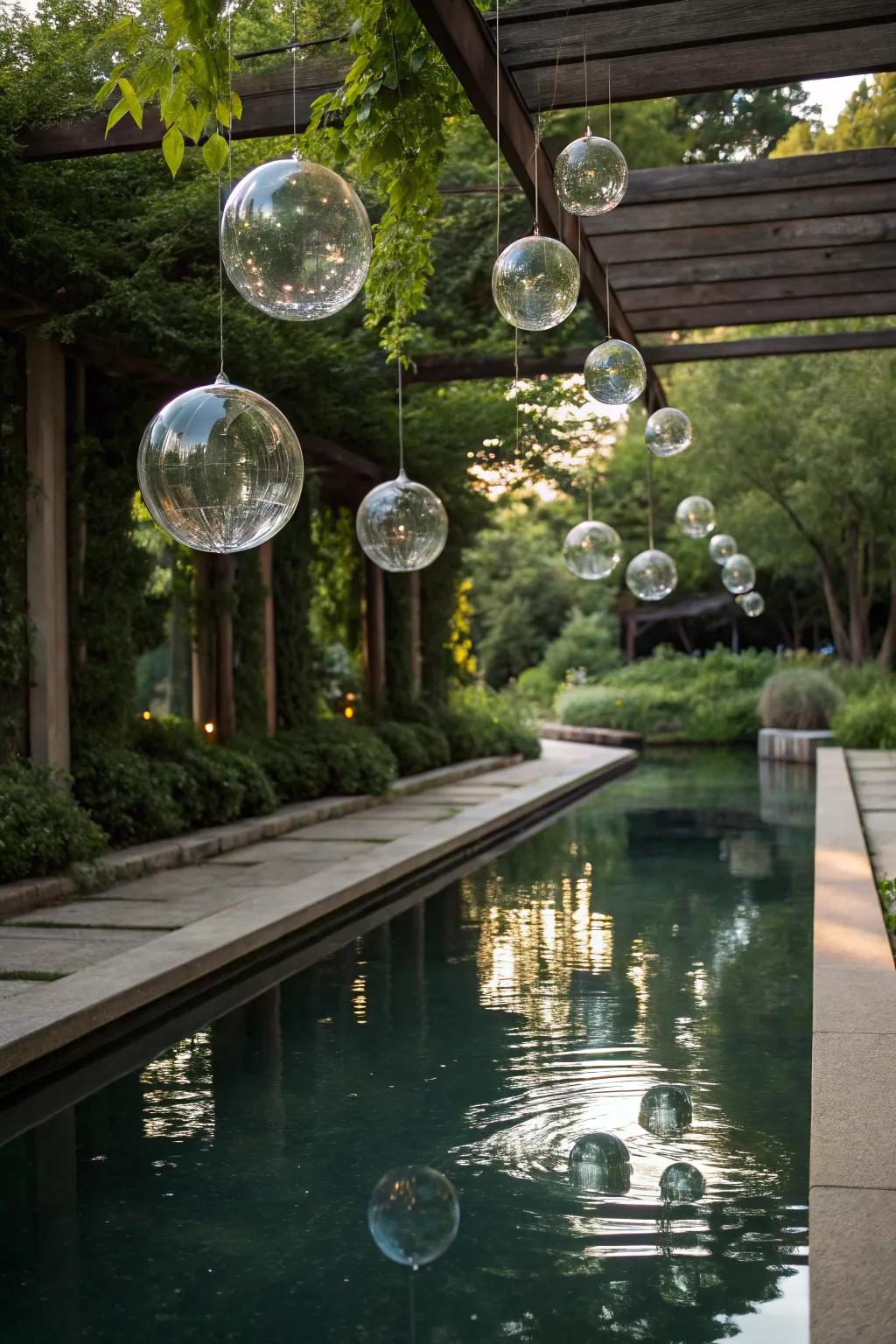 Enhance your outdoor space through glass orb accents.
