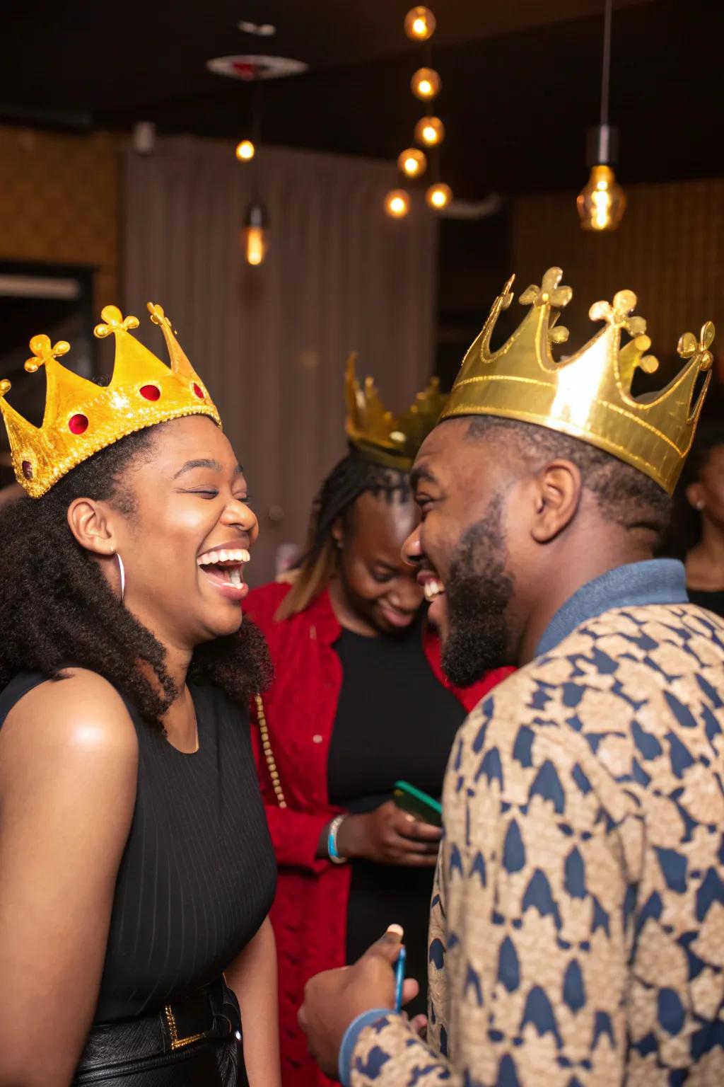 Radiant crown party presents offer a royal detail.