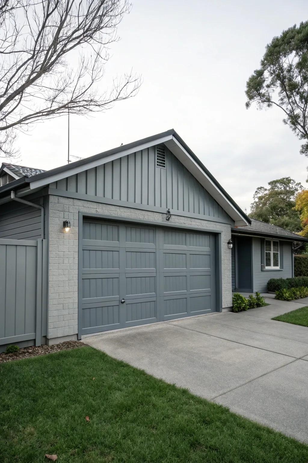 Consistent style through a silver garage upgrade.