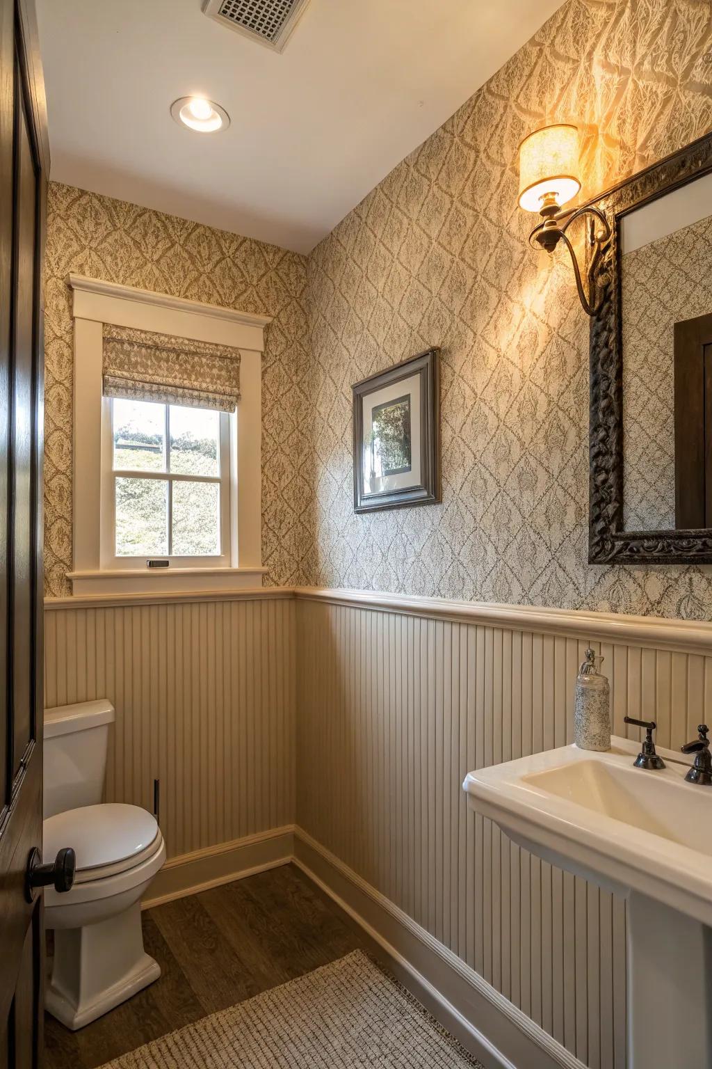 Textured walls bring understated depth and appeal to your powder room.