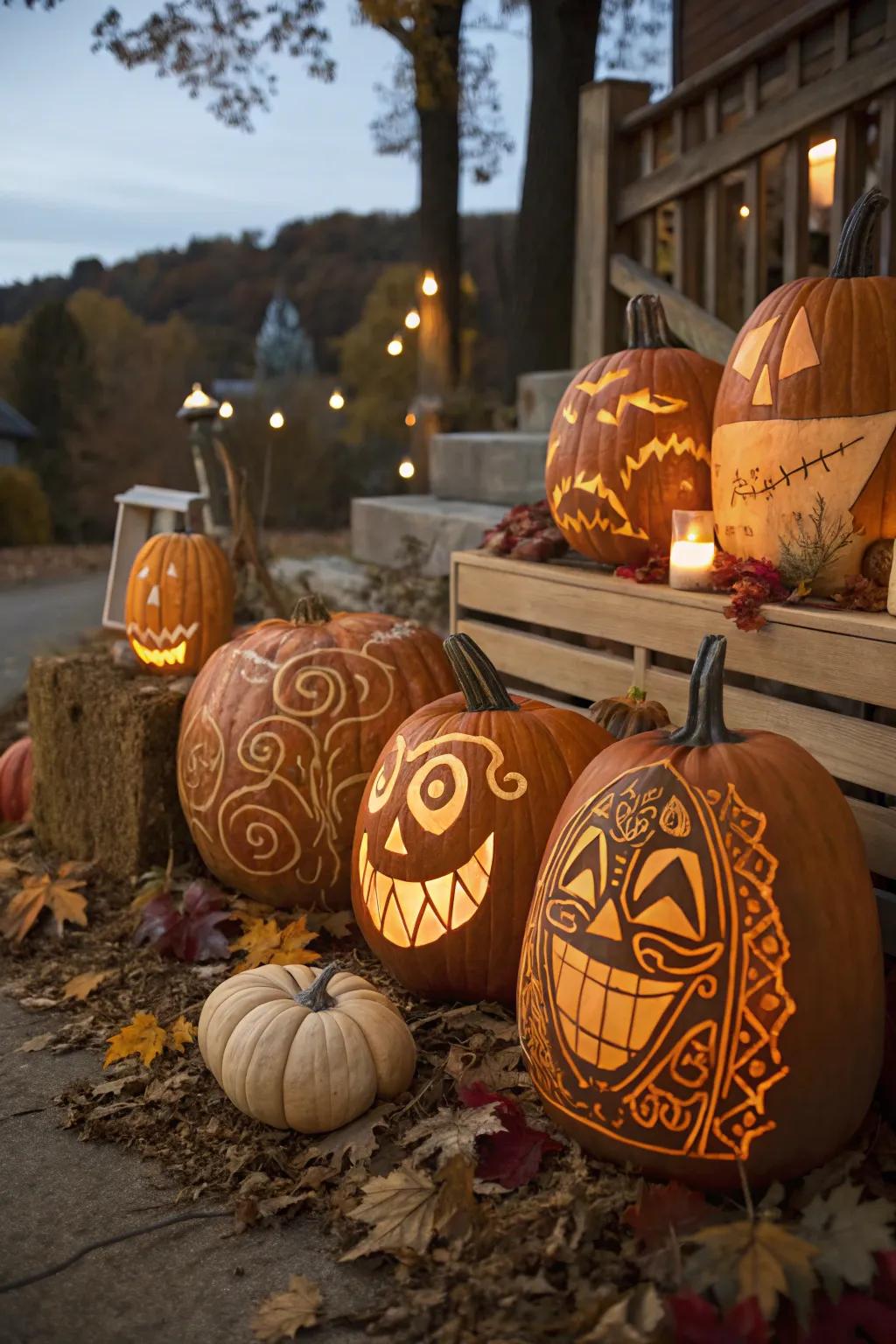 Imaginative sculpted pumpkins arising from a lively challenge.