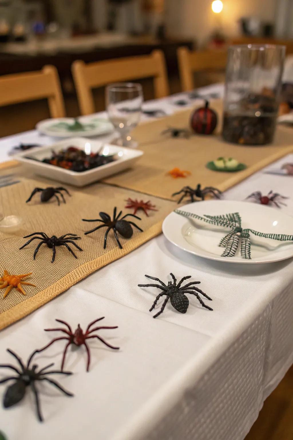 Append a hint of horror to your dining surface with creepy crawlers.