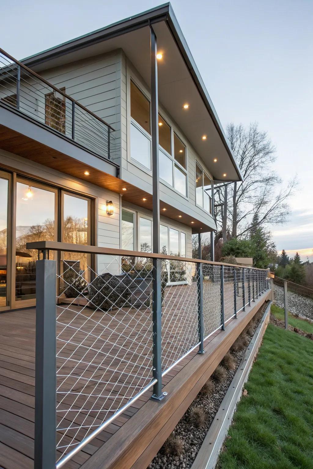 Angled panels create a dynamic and modern deck appearance.