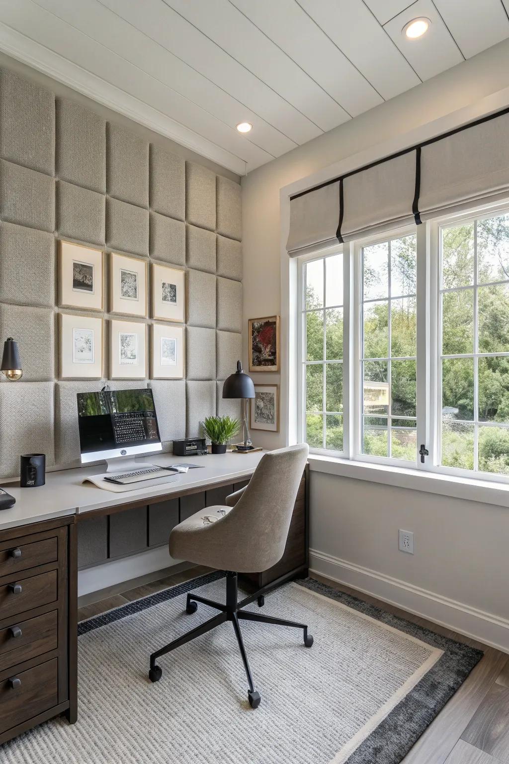 Acoustic boards enhance sound quality and style.