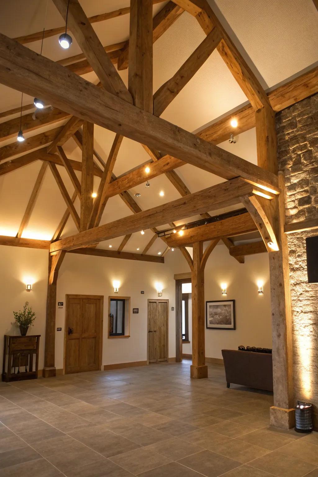 Accent illumination highlights exquisite architectural particulars.