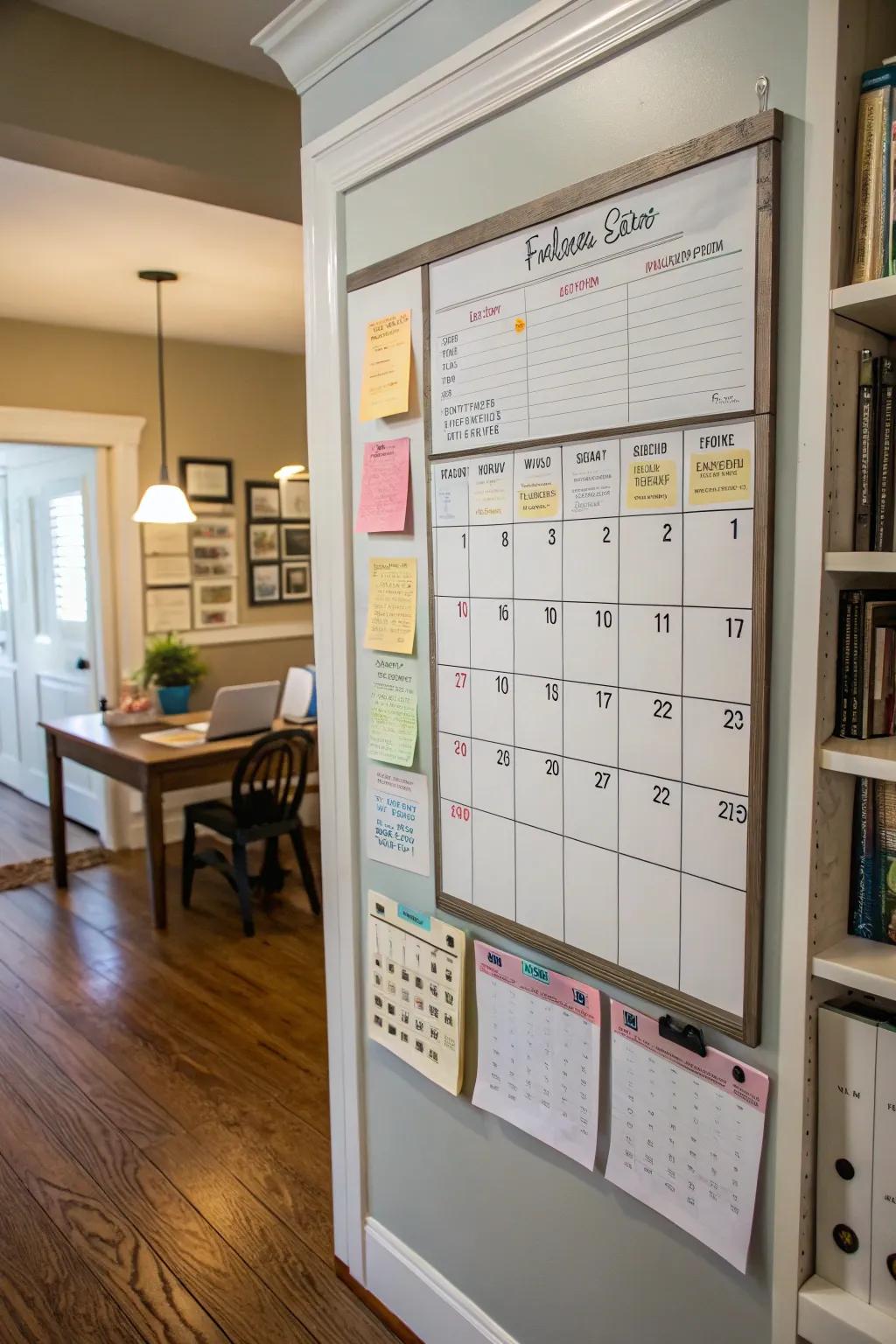 A planning station maintains schedules and tasks easily visible and manageable.