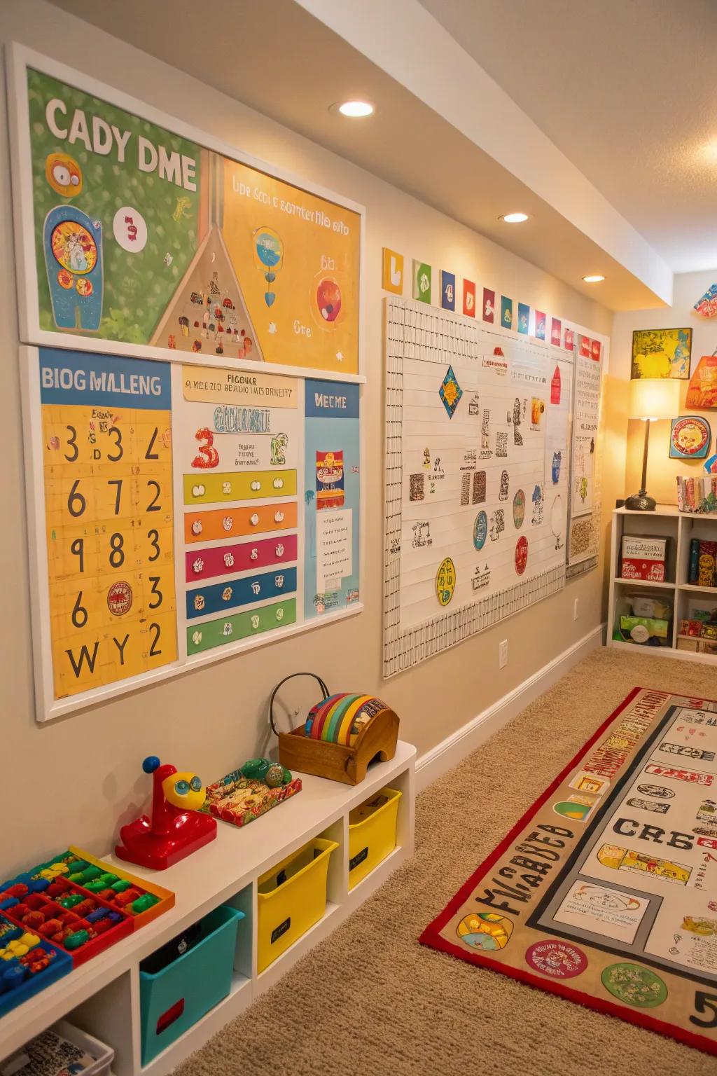 Active wall games combine amusement with learning.