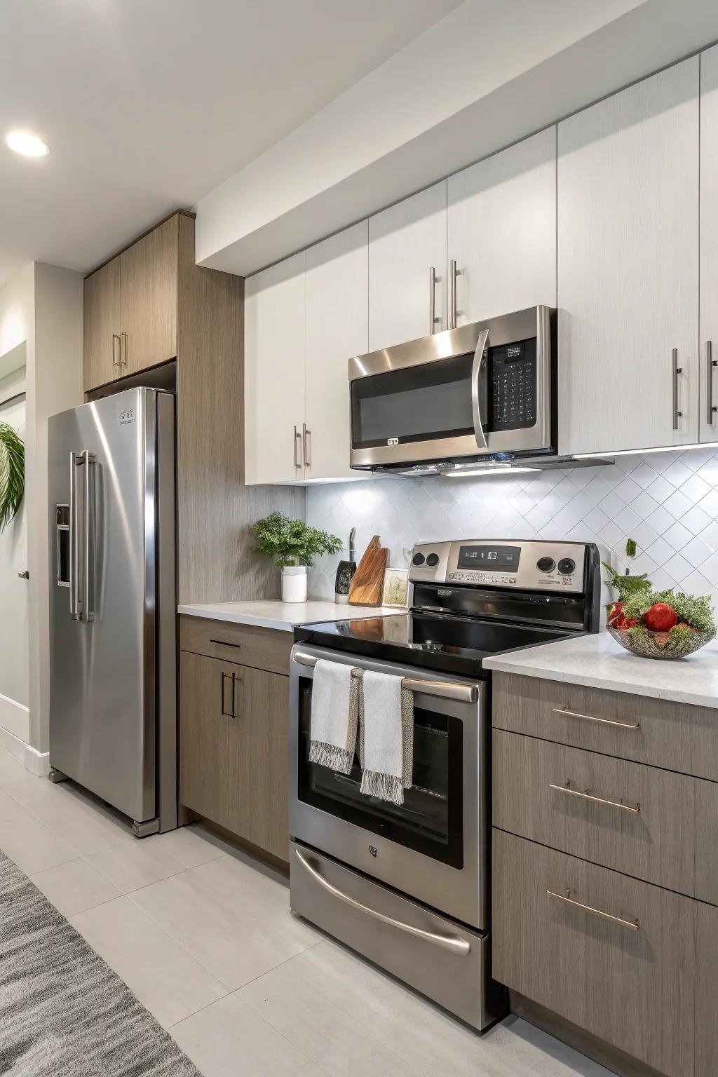 Sleek appliances blending seamlessly into the kitchen design.