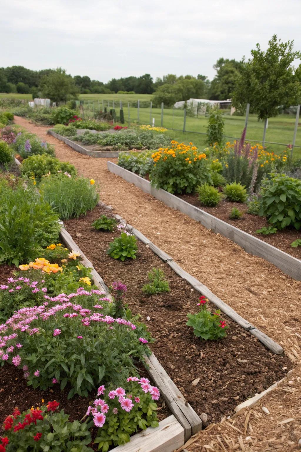 Use ground cover borders to define garden spaces.
