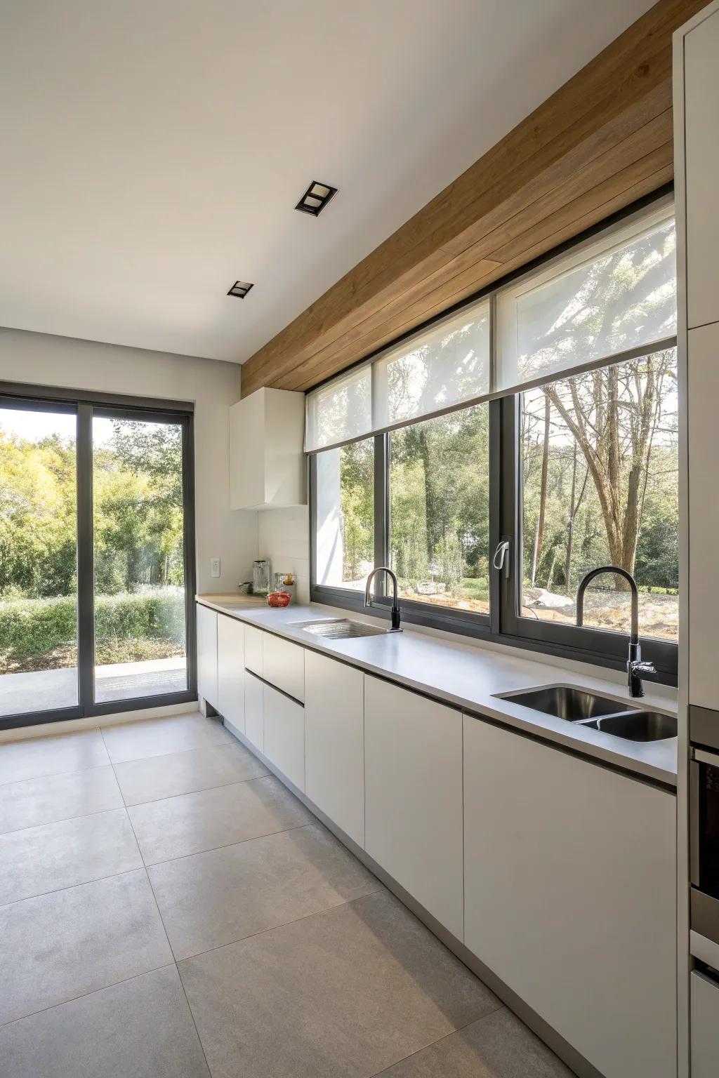 Minimalist charm through sideways gliding windows.