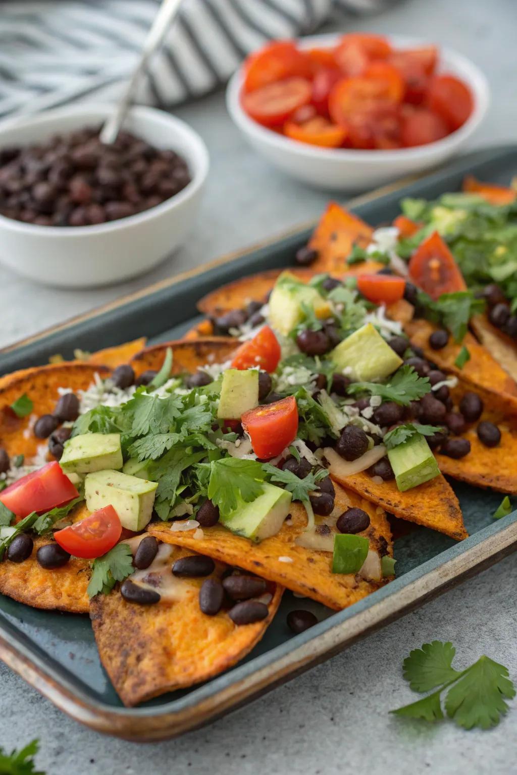 Sweet potato nachos, a creative take on a beloved favorite.