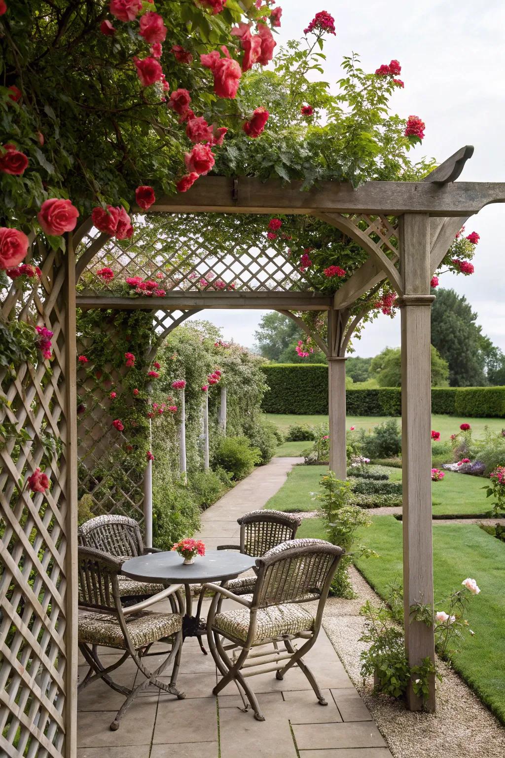 Construct a secluded garden hideaway with a weave pergola.