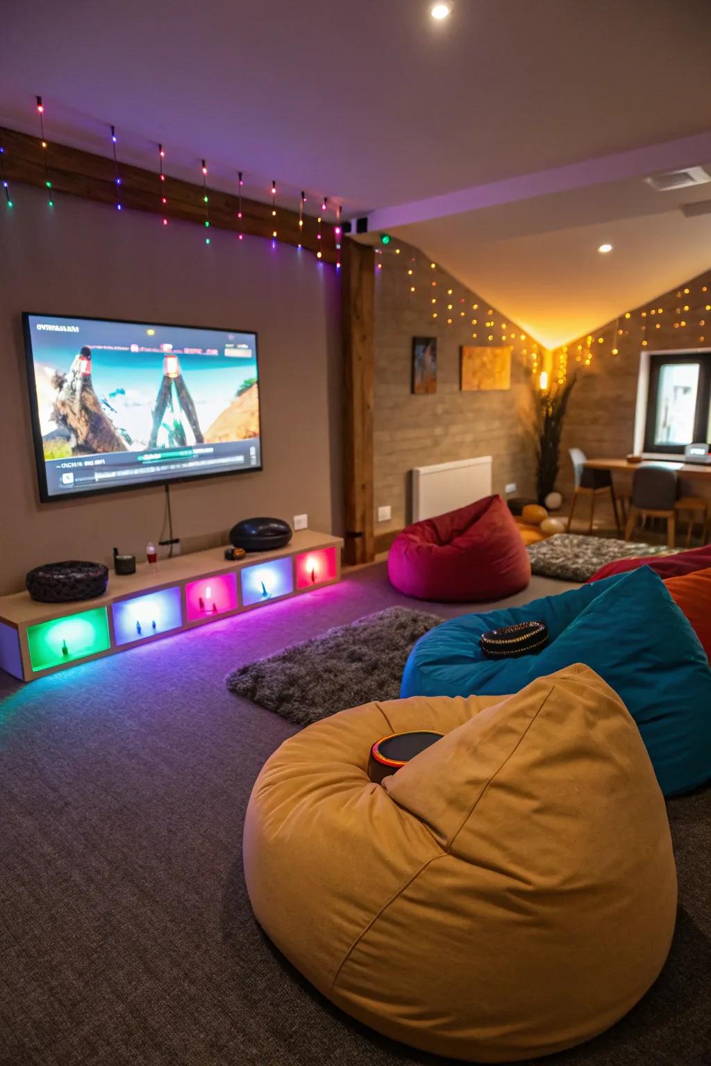 Relax in style with LED-accented bean bags.