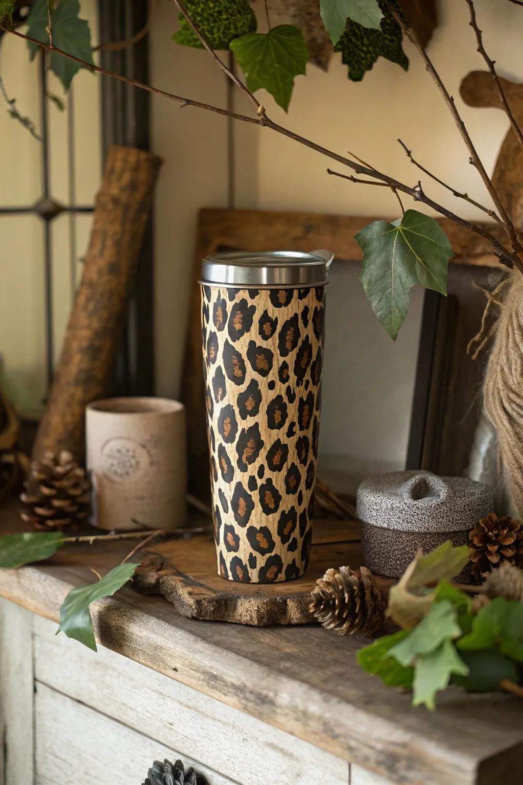 A nature-inspired animal pattern mug that ushers the external elements inside.