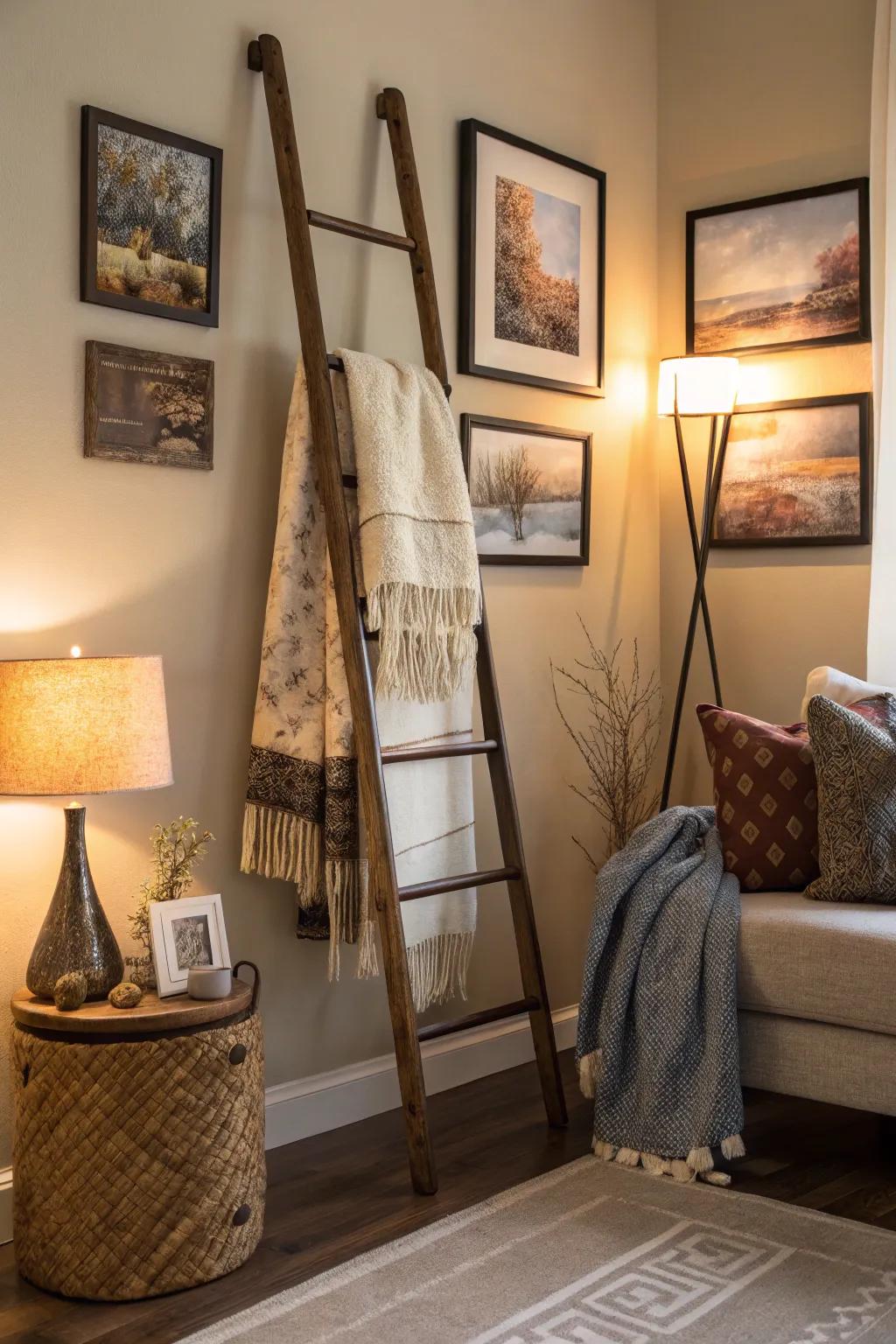 A decorative ascending structure can add height and style to a corner.