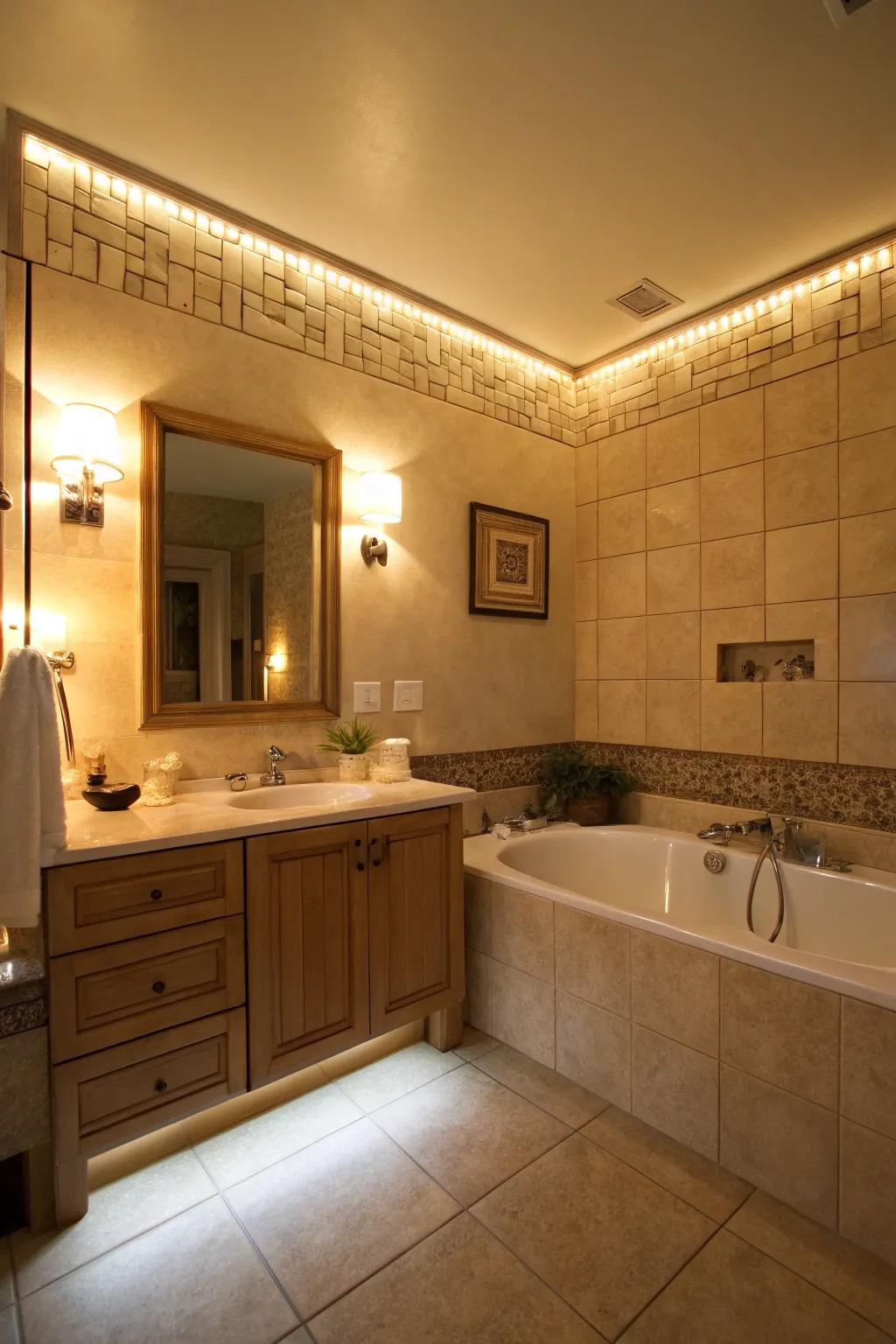 Adjustable lighting sets the perfect mood.