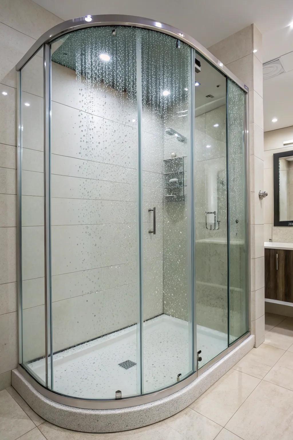 An innovative arched shower outline for a unique vibe.