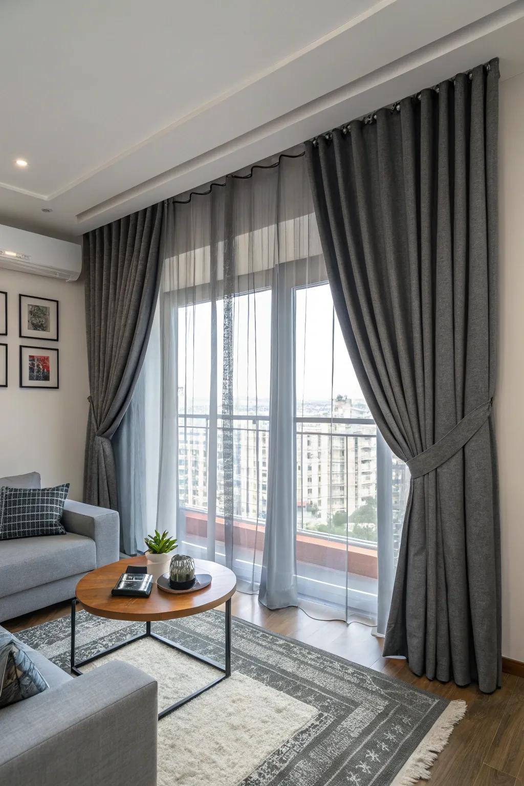 Elegant window treatments improving the space.