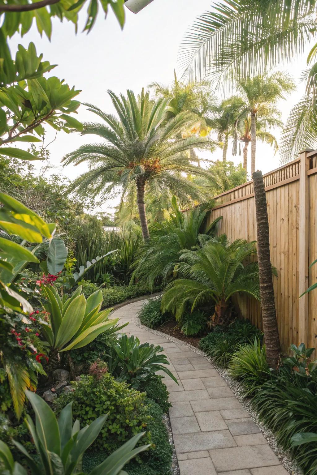 Your backyard will have a vacation-like atmosphere thanks to a tropical setting.