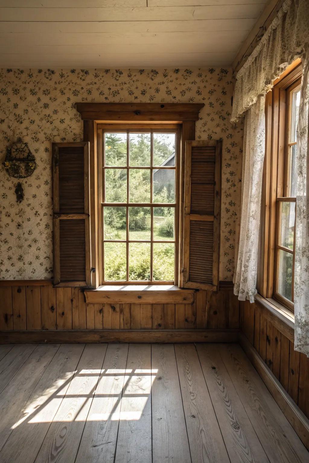 Rustic wood surfaces adding warmth and personality.