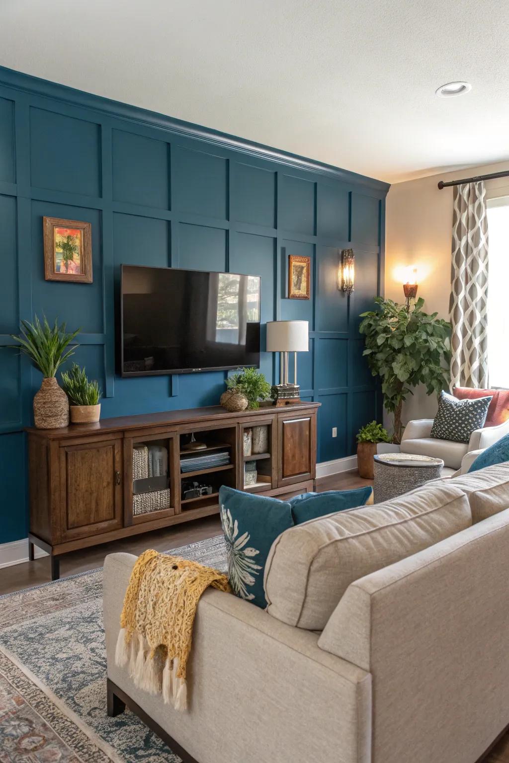 A painted feature façade cultivates a striking and audacious media wall.