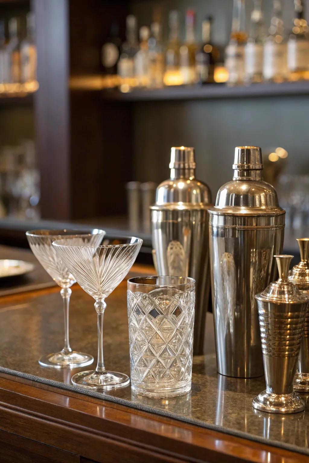 Hand-picked retro barware elevates the credibility of your undercover bar.