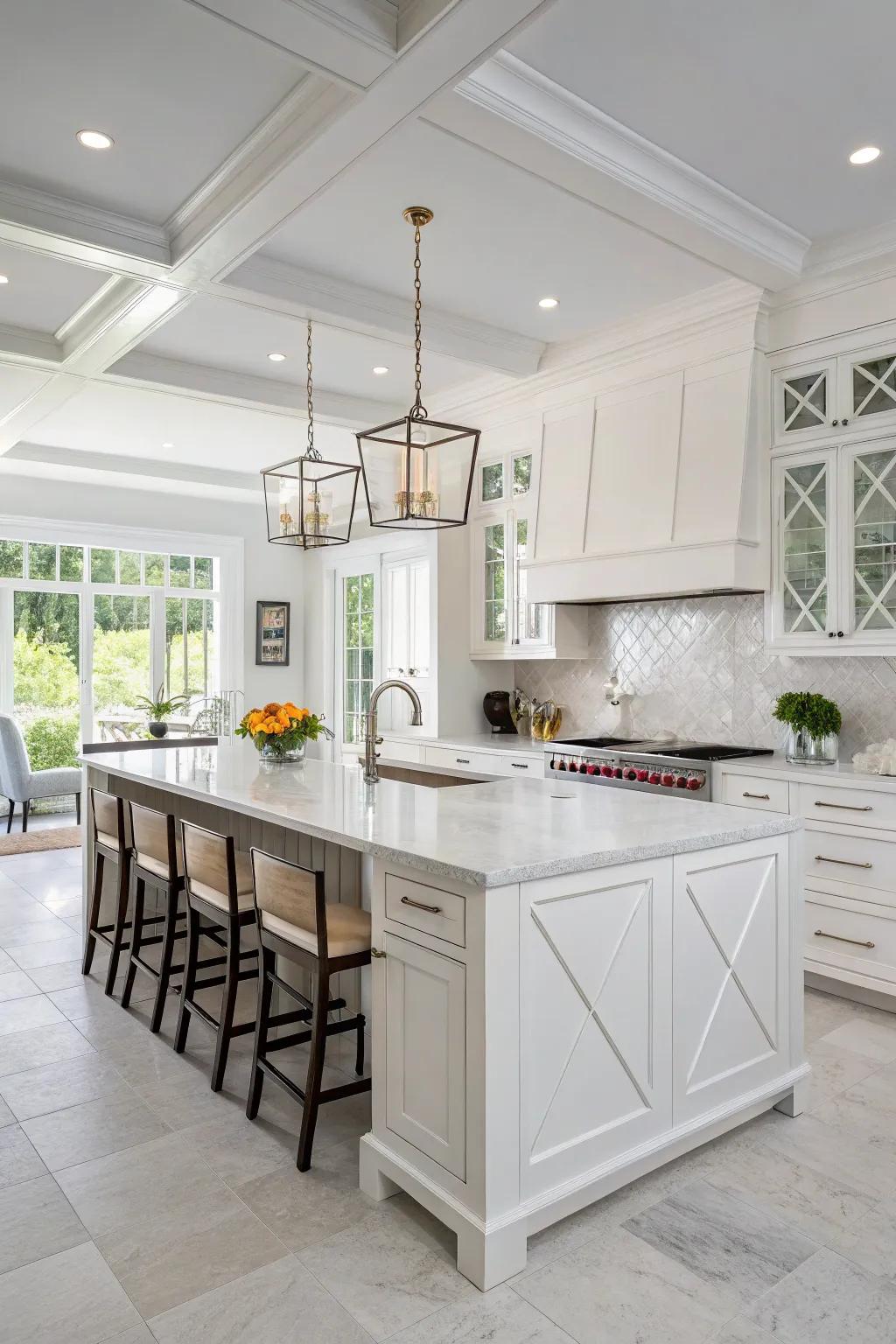 A statement centerpiece becomes the heart of the kitchen.