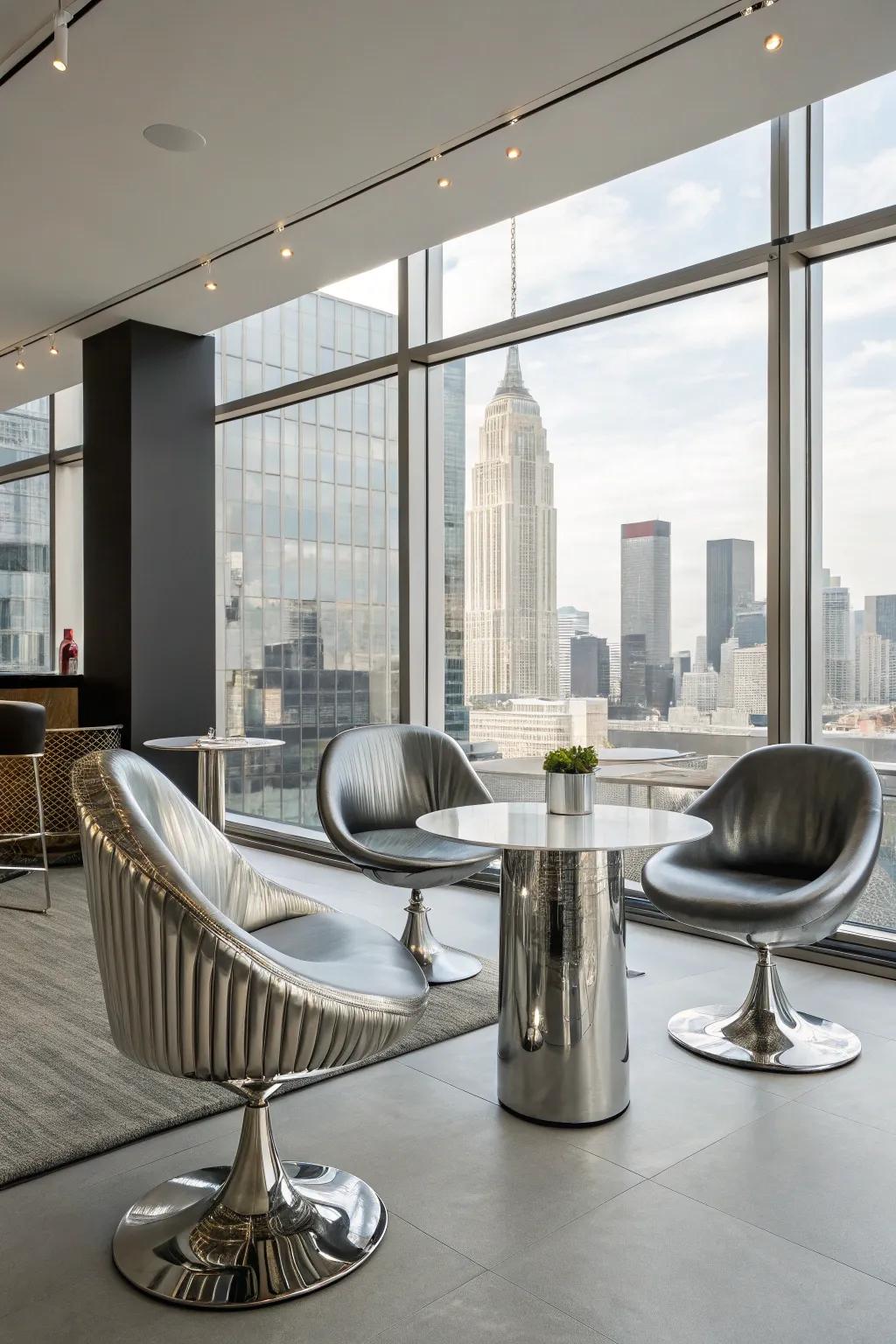 Avant-garde elements fashion a cutting-edge atmosphere.