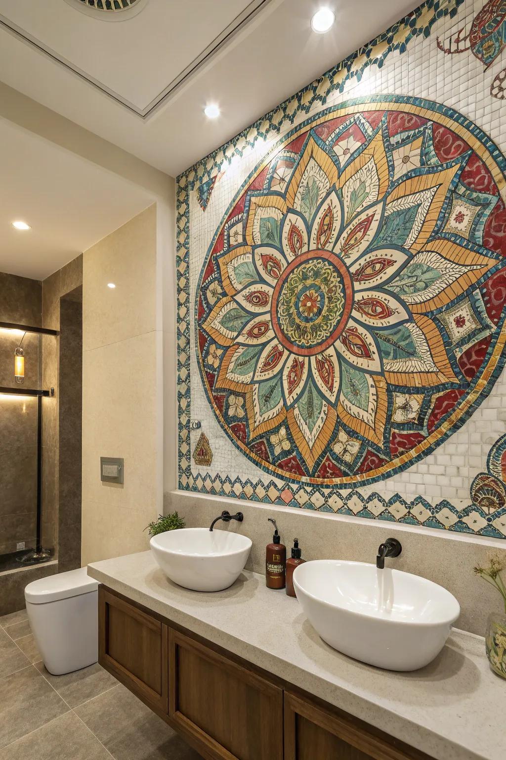 Transform your bathroom using mosaic art that enthralls.
