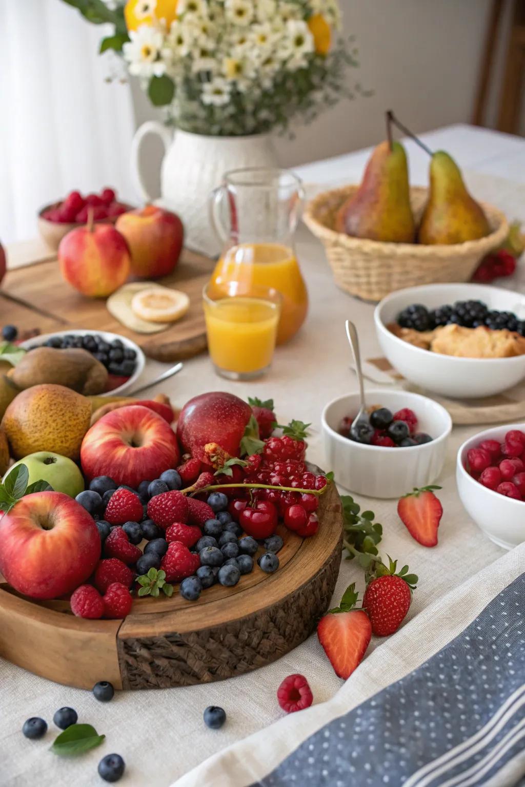 Seasonal fruits infuse vibrant visual interest into the table.