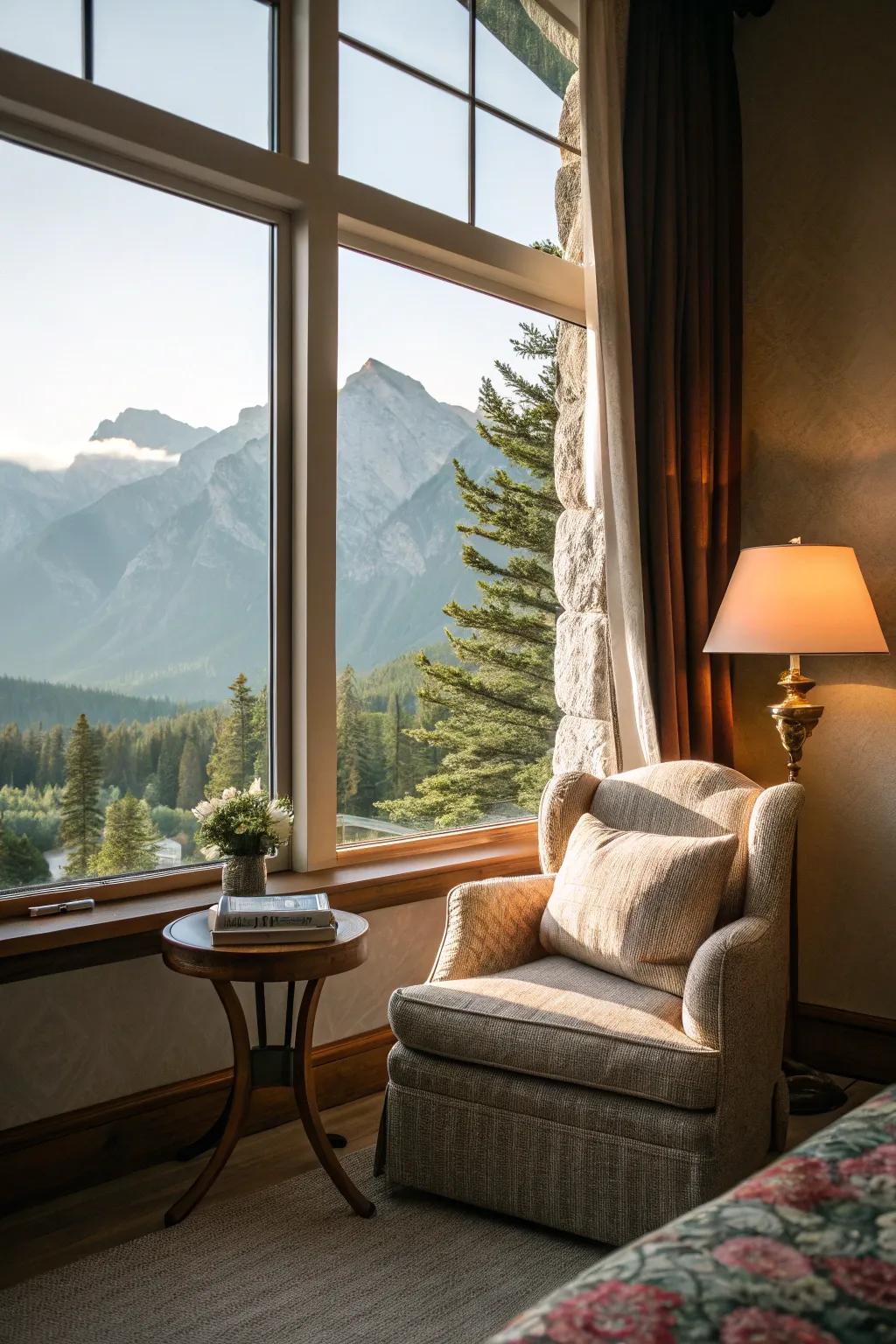 A reading spot is a peaceful escape with a great view.